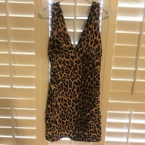 Leopard Ruched V Neck dress